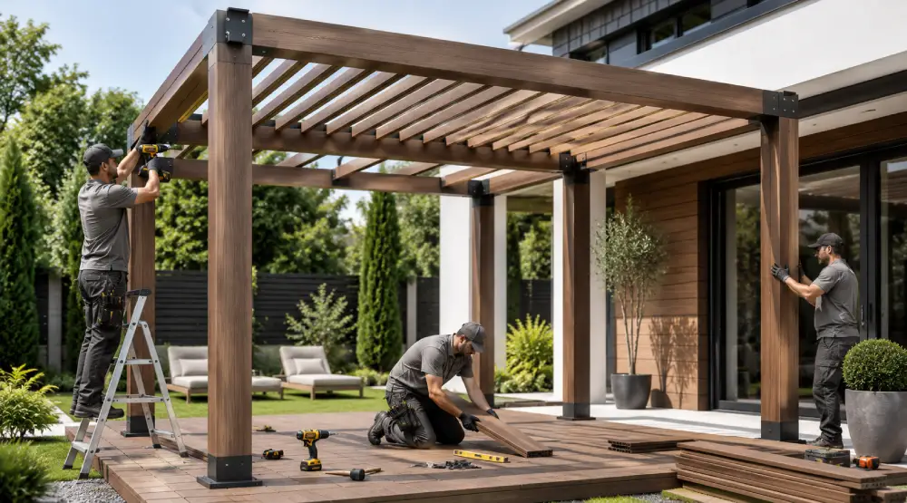 Ahşap Kompozit Pergola Uygulama 2 Ahşap Kompozit Pergola Nasıl Yapılır